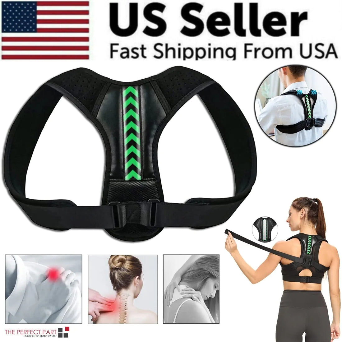 Shoulder Support Adjustable Back Pain Support Posture Corrector Brace Belt Strap - DiscoveringUOnline