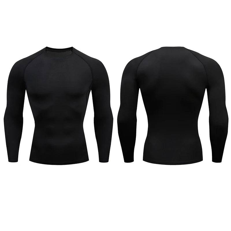 Men Compression Running T-shirt Fitness Tight Long Sleeve Sport Shirts Training Jogging Tops Gym Sportswear Dry Fit Rashgard - DiscoveringUOnline