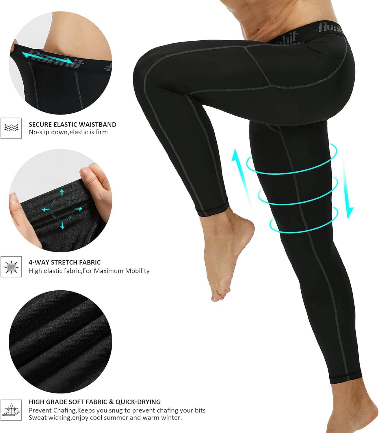 Compression Pants Men Running Tights Leggings Athletic Workout Gym Pants - DiscoveringUOnline