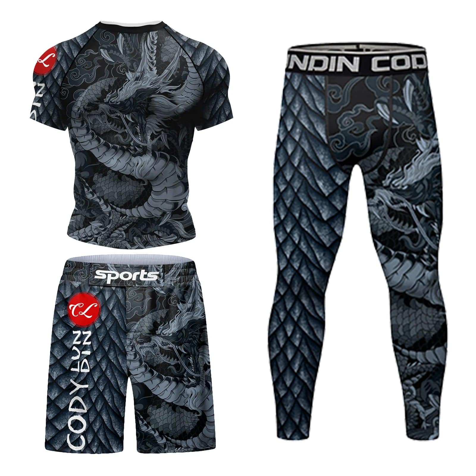 Cody Men Grappling Wear With Print  Jiu jitsu No Gi Bjj Rashguard Exercise Polyester Sportswear MMA Running Gym Clothes - DiscoveringUOnline