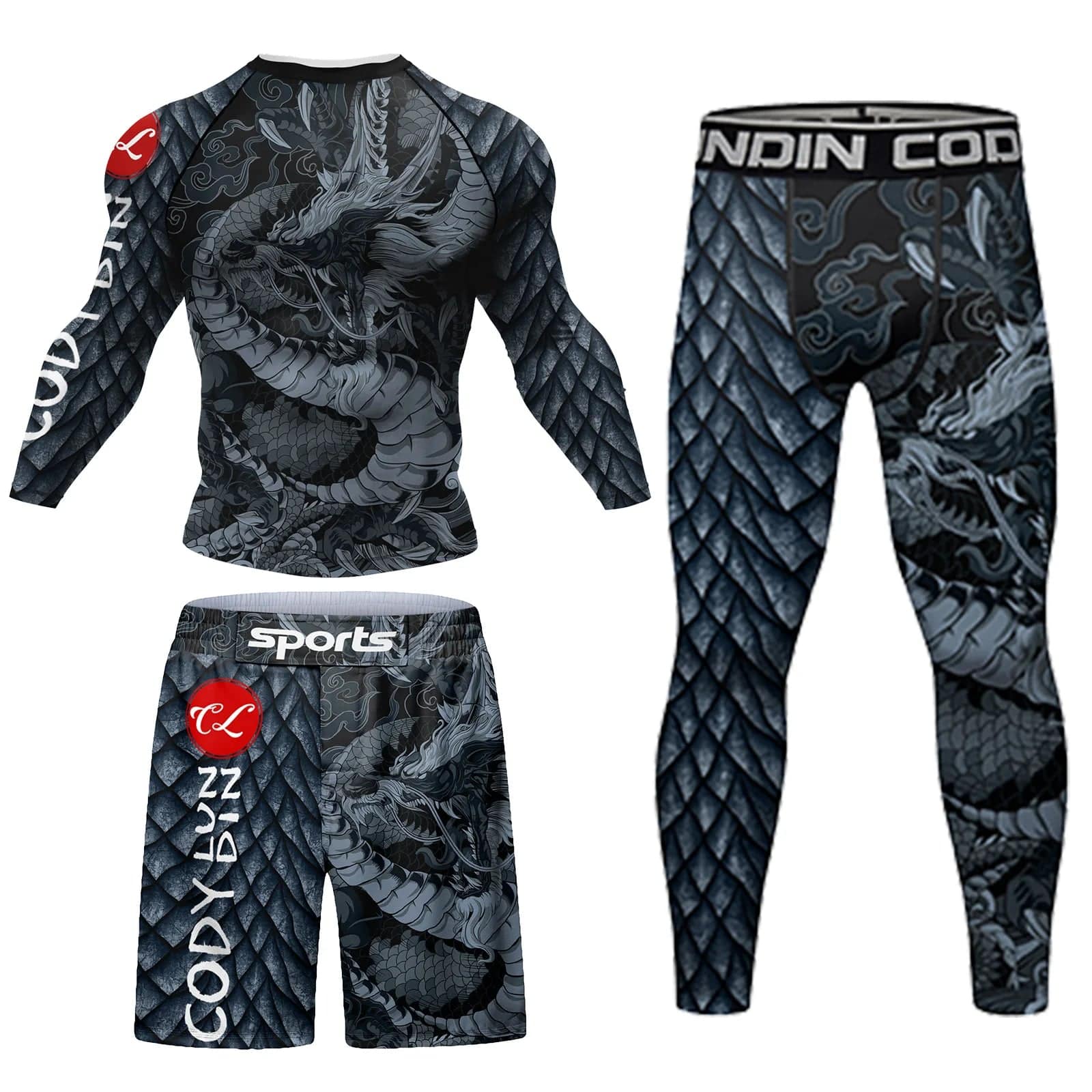 Cody Men Grappling Wear With Print  Jiu jitsu No Gi Bjj Rashguard Exercise Polyester Sportswear MMA Running Gym Clothes - DiscoveringUOnline