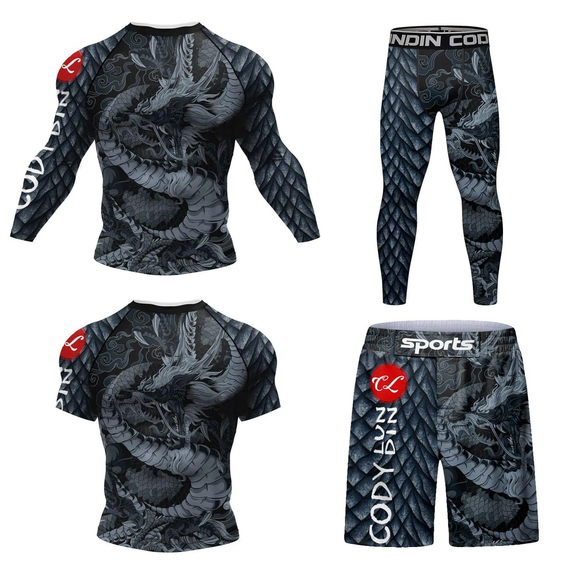 Cody Men Grappling Wear With Print  Jiu jitsu No Gi Bjj Rashguard Exercise Polyester Sportswear MMA Running Gym Clothes - DiscoveringUOnline