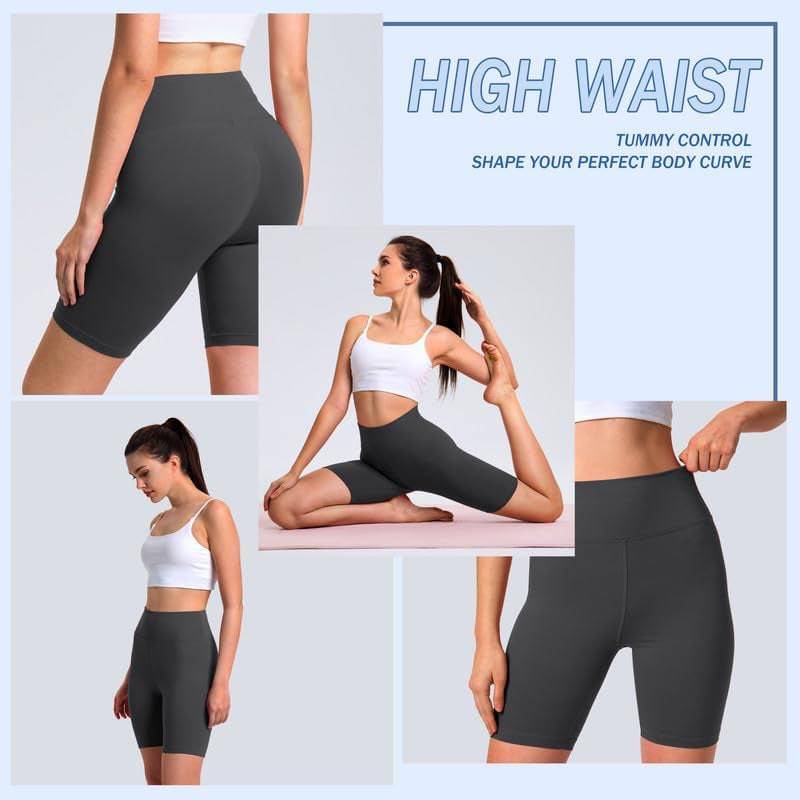 Biker Shorts for Women High Waisted Workout Shorts for Women Yoga Pants 8" Soft Opaque - DiscoveringUOnline