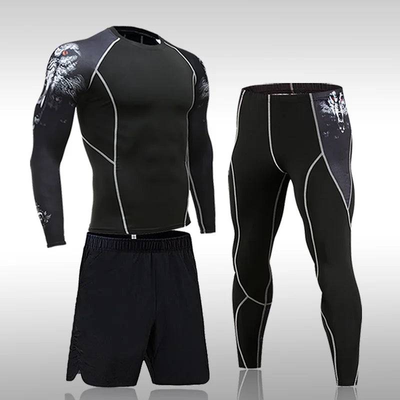 Male Quick Drying Sportswear Compression Clothing Fitness Training Kit Thermal Underwear Men's Running Sports Suit MMA Rashgard - DiscoveringUOnline