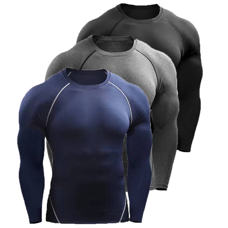 Compression Long Sleeve T Shirt Men Elastic Training T-shirt Gym Fitness Workout Tights Sport Jersey Athletic Running Shirt Men - DiscoveringUOnline