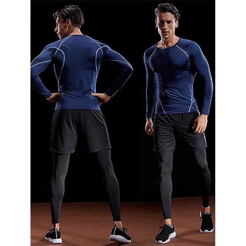 Compression Long Sleeve T Shirt Men Elastic Training T-shirt Gym Fitness Workout Tights Sport Jersey Athletic Running Shirt Men - DiscoveringUOnline