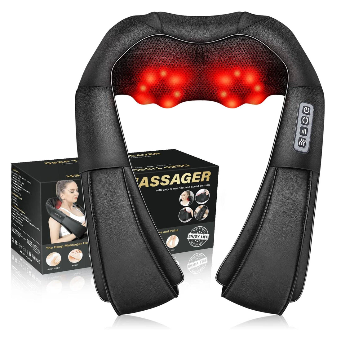 Shiatsu Neck Shoulder and Back Massager with Heat, Electric Deep Tissue 4D Kneading Massage - DiscoveringUOnline