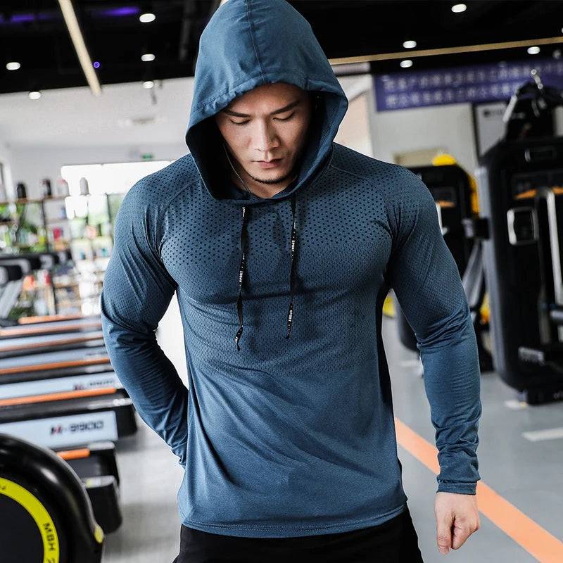 Mens Fitness Tracksuit Running Sport Hoodie Gym Joggers Hooded Outdoor Workout Athletic Clothing Muscle Training Sweatshirt Tops - DiscoveringUOnline