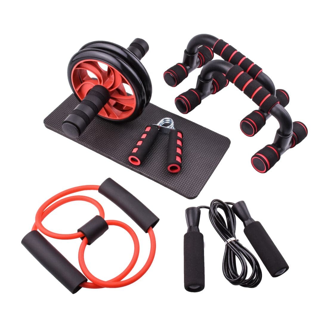 Complete Home Gym Fitness Kit - Includes Resistance Bands, Push-Up Bars, AB Roller Wheel, Jump Rope, and Grip Trainer - DiscoveringUOnline