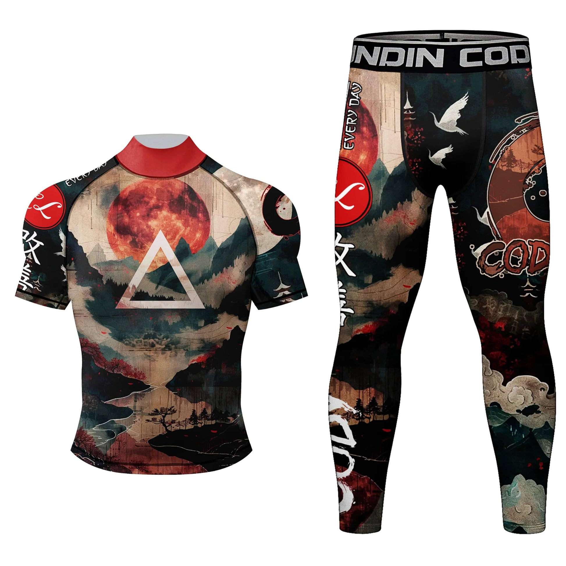 Rubber Anti Gym Clothes Mma Rash Guard Kick boxing Muay Tait Shorts Jogging Box Sportsuit Rushguard For MenT shirt +Pants Set - DiscoveringUOnline