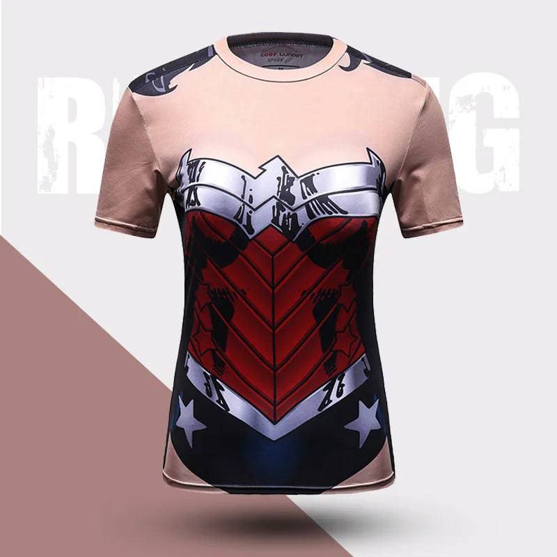 Rashguard T shirt Women MMA Compression Shirts Short Sleeve 3D Printing Sports Boxing T-shirts Bjj Rash Guard Kickboxing Jerseys - DiscoveringUOnline